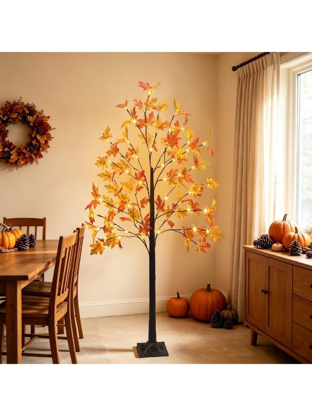 Lighted 5 FT Fall Maple Tree - Autumn Home Decor, Seasonal Decorations, Fall